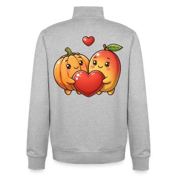 Câlins Sucrés de Citrouille et Pêche - Sweat zippé unisexe en coton bio Stanley/Stella - gris chiné - Dos - AI Model Male 185 light (185cm)