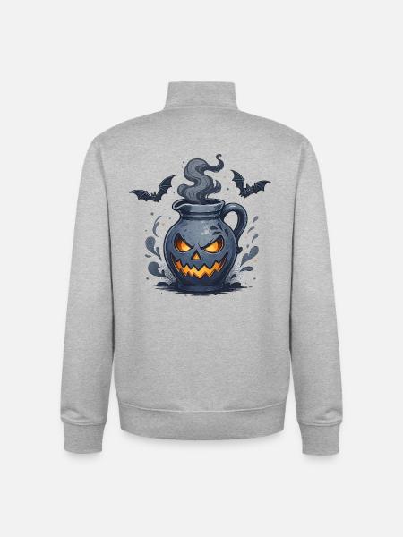 Halloween Bembel – Hessisches Gruseldesign - Unisex Organic Zip Sweatshirt von Stanley/Stella - Grau meliert