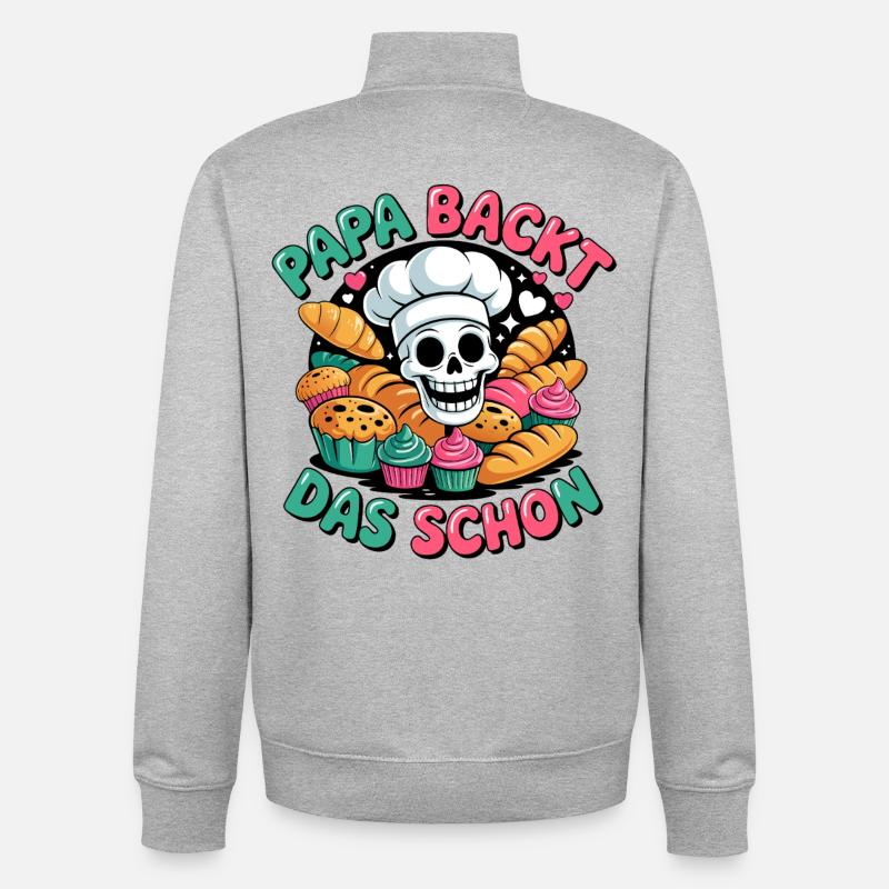 Papa Backt Das Schon - Unisex Organic Zip Sweatshirt von Stanley/Stella - Grau meliert