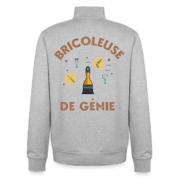 Bricoleuse de génie - Sweat zippé unisexe en coton bio Stanley/Stella - gris chiné - Dos - AI Model Male 185 light (185cm)