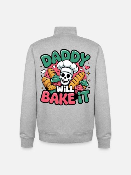 Daddy Will Bake It - Unisex Organic Zip Sweatshirt von Stanley/Stella - Grau meliert