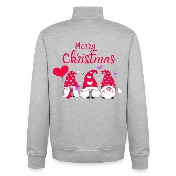 Cute Christmas gnomes with hearts - Unisex Organic Zip Sweatshirt by Stanley/Stella - heather grey - Back - AI Model Male 185 light (185cm)