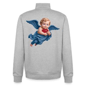 CUPID CHERUB #1 – Frieden & Liebe - Unisex Organic Zip Sweatshirt von Stanley/Stella - Grau meliert - Hinten - AI Model Male 185 light (185cm)