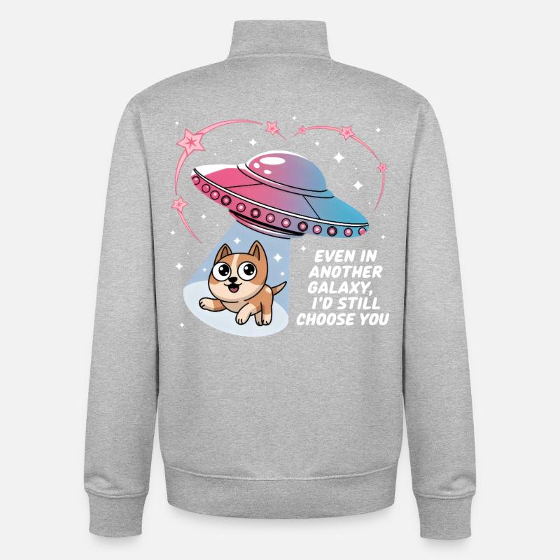 Amour des Chiens Univers Spatial Science Fiction - Sweat zippé unisexe en coton bio Stanley/Stella - gris chiné