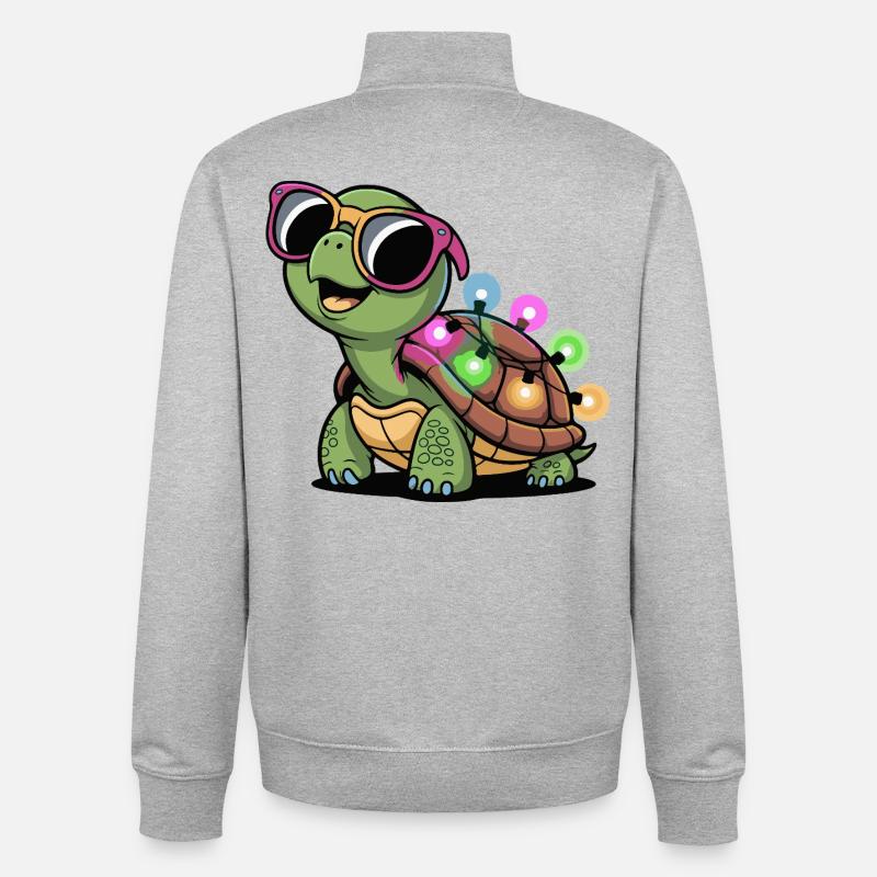 Lichtschein Turtle mit Sonnenbrille - Unisex Organic Zip Sweatshirt von Stanley/Stella - Grau meliert