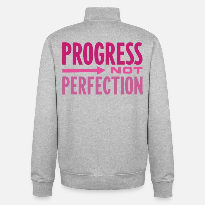 Progress Not Perfection Fortschritt zählt - Unisex Organic Zip Sweatshirt von Stanley/Stella - Grau meliert