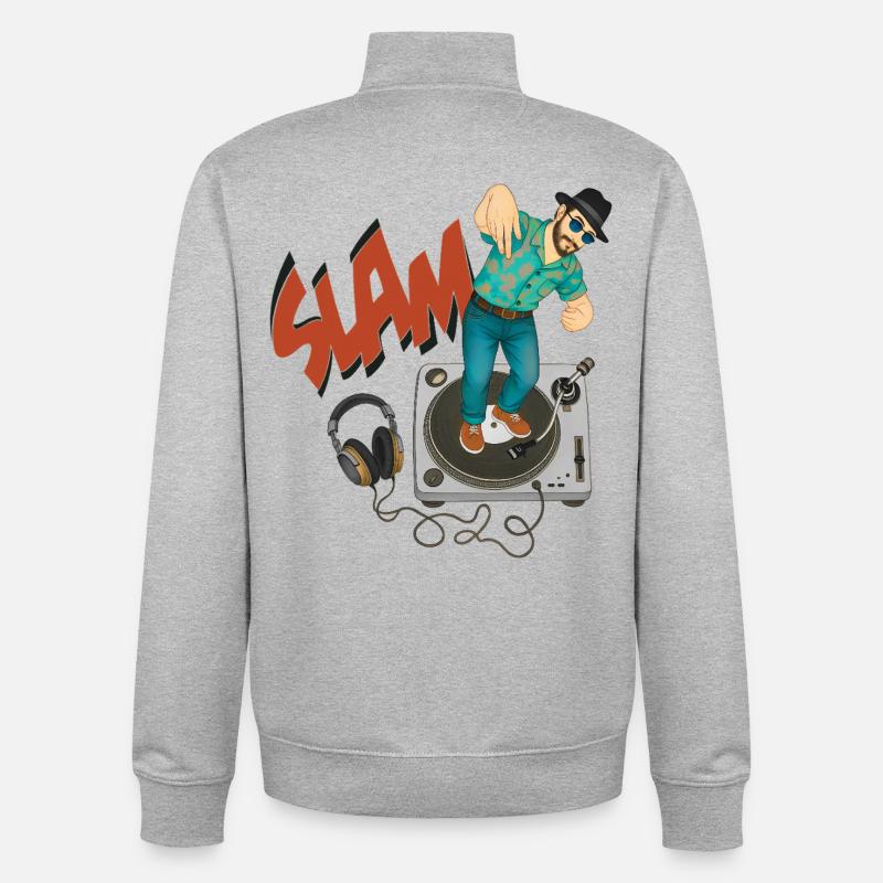 SLAM GUY - nice people - Sweat zippé unisexe en coton bio Stanley/Stella - gris chiné
