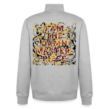 I am the damn masterpiece - Unisex Organic Zip Sweatshirt by Stanley/Stella - heather grey - Back - AI Model Male 185 light (185cm)
