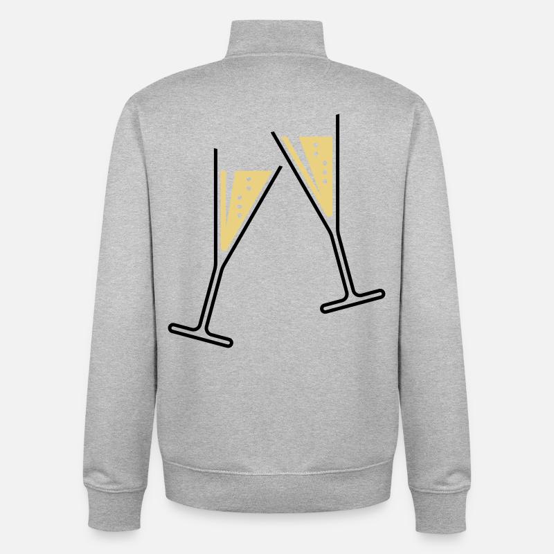 2 Sektgläser (Sekt / Trichter / Offen / 2C) - Unisex Organic Zip Sweatshirt by Stanley/Stella - heather grey