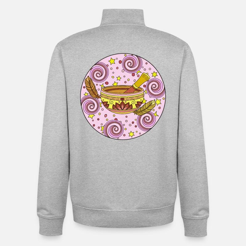 Spiral Singing Bowl Pattern - Unisex Organic Zip Sweatshirt by Stanley/Stella - heather grey