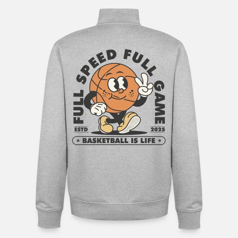 Basket-ball Joueurs de basket-ball - Sweat zippé unisexe en coton bio Stanley/Stella - gris chiné