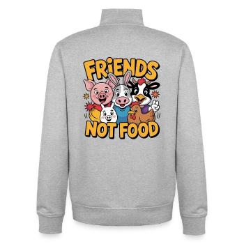 Amis pas nourriture - Logo du véganisme cool - Sweat zippé unisexe en coton bio Stanley/Stella - gris chiné - Dos - AI Model Male 185 light (185cm)