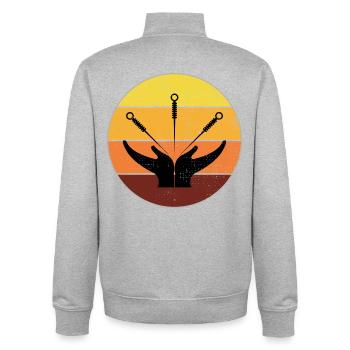 Acupuncteur Vintage Sunset Healing Hands - Sweat zippé unisexe en coton bio Stanley/Stella - gris chiné - Dos - AI Model Male 185 light (185cm)