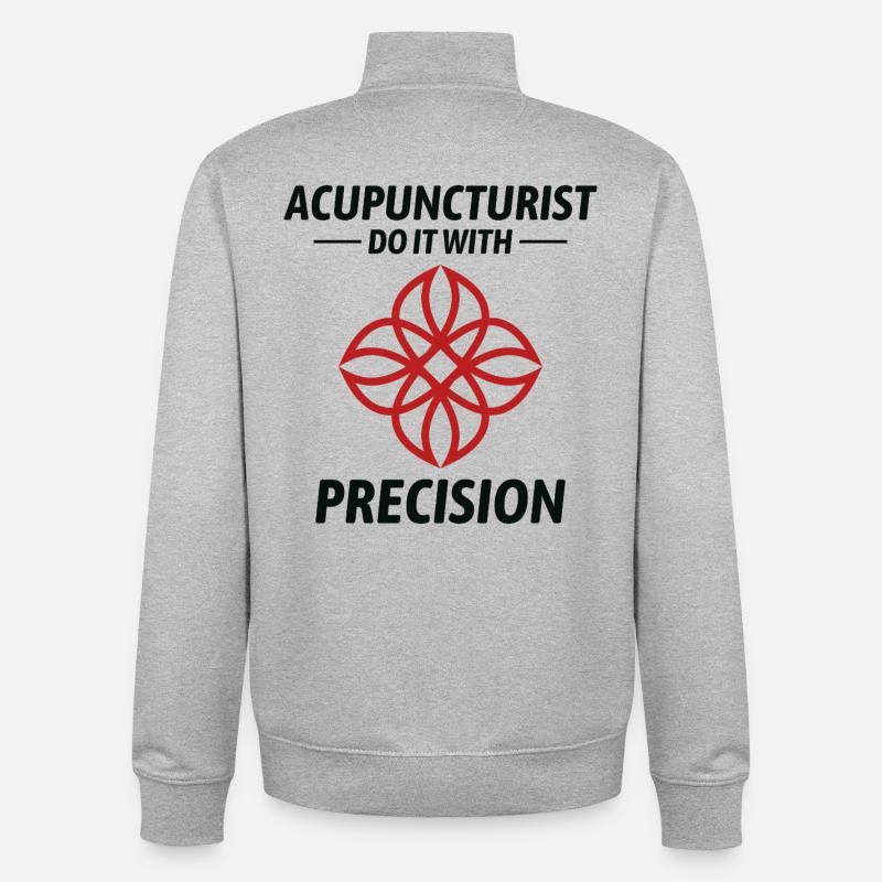 Acupuncteurs Faites-le avec Precision Professional - Sweat zippé unisexe en coton bio Stanley/Stella - gris chiné