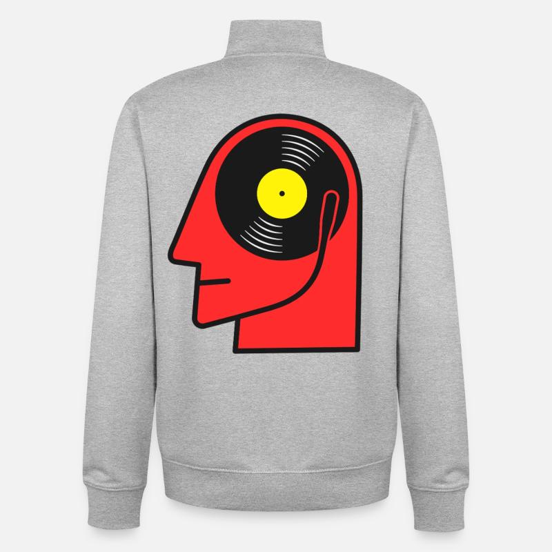 Affiche de tête d’album vinyle - Sweat zippé unisexe en coton bio Stanley/Stella - gris chiné