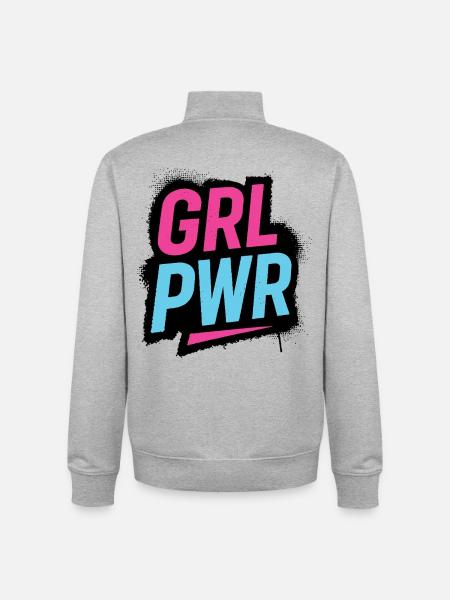 GIRL POWER - let's talk - Unisex Organic Zip Sweatshirt by Stanley/Stella - heather grey