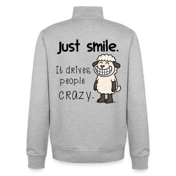 Just Smile – Freches Schaf Motiv Take it easy - Unisex Organic Zip Sweatshirt von Stanley/Stella - Grau meliert - Hinten - AI Model Male 185 light (185cm)