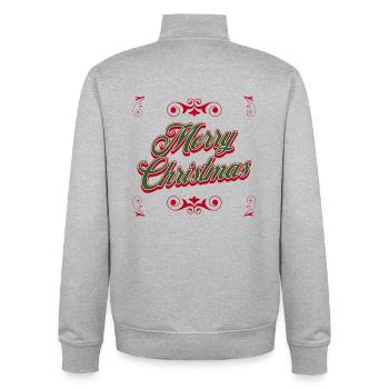 Scénario festif de Joyeux Noël - Sweat zippé unisexe en coton bio Stanley/Stella - gris chiné - Dos - AI Model Male 185 light (185cm)