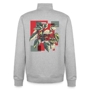 Philodendron Variegata – Pop Art Pflanzenkunst - Unisex Organic Zip Sweatshirt von Stanley/Stella - Grau meliert - Hinten - AI Model Male 185 light (185cm)