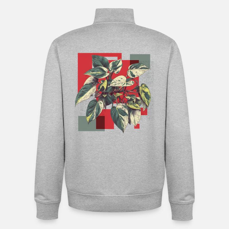 Philodendron Variegata – Pop Art Pflanzenkunst - Unisex Organic Zip Sweatshirt von Stanley/Stella - Grau meliert