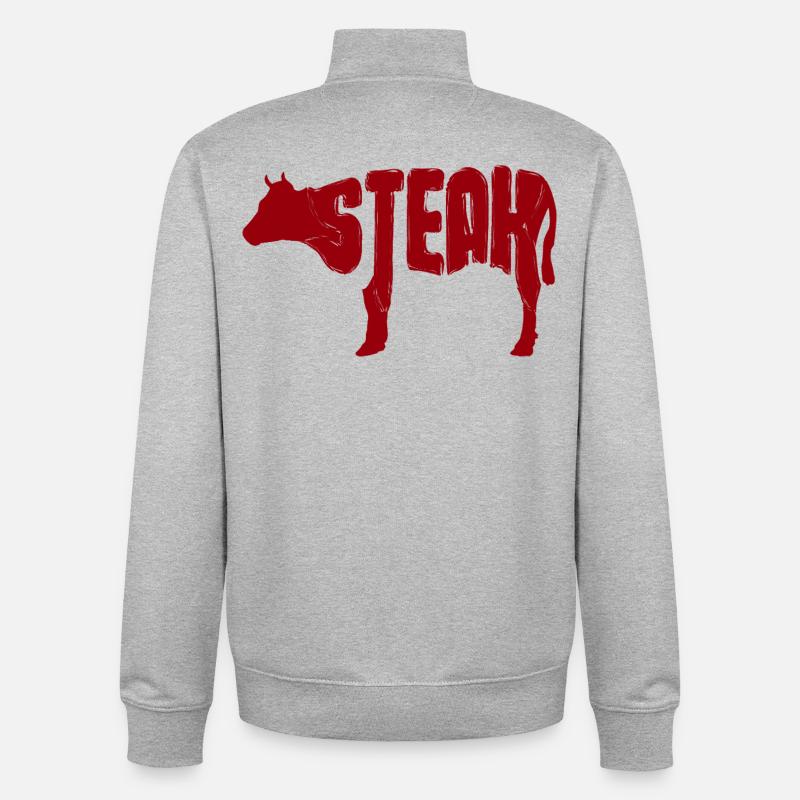 Rotes Steak Rind Silhouette - Unisex Organic Zip Sweatshirt von Stanley/Stella - Grau meliert