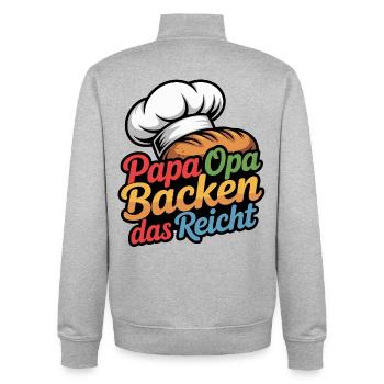 Papa pâtissier grand-père, ça suffit - Sweat zippé unisexe en coton bio Stanley/Stella - gris chiné - Dos - AI Model Male 185 light (185cm)