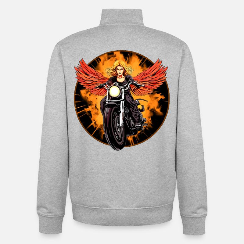 Engel Motorrad / Motorradfahrer Engel - Unisex Organic Zip Sweatshirt von Stanley/Stella - Grau meliert