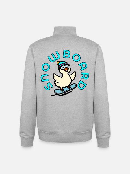 Zimowy sport dla dzieci Kurczak na snowboardzie - Bluza unisex rozpinana z bawełny organicznej Stanley/Stella - szary melanż