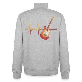 Herzschlag-Gitarre im Fluss - Unisex Organic Zip Sweatshirt von Stanley/Stella - Grau meliert - Hinten - AI Model Male 185 light (185cm)