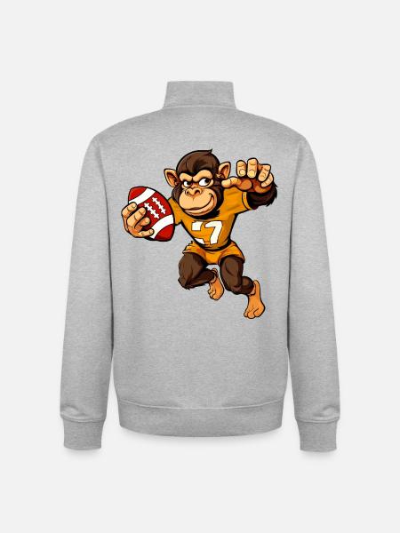 Monkeys Rugby - Sweat zippé unisexe en coton bio Stanley/Stella - gris chiné