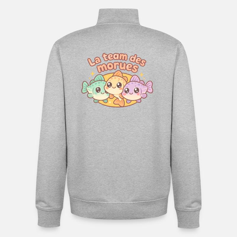 Team Cod Kawaii - Unisex Organic Zip Sweatshirt by Stanley/Stella - heather grey