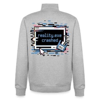 Reality.exe Rétro Pixel Design a planté - Sweat zippé unisexe en coton bio Stanley/Stella - gris chiné - Dos - AI Model Male 185 light (185cm)