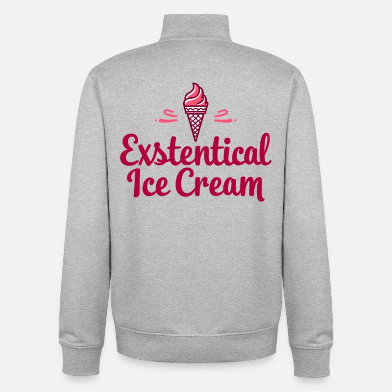 Existenzielle Eiscreme Lustiger Spruch Eis Waffel - Unisex Organic Zip Sweatshirt by Stanley/Stella - heather grey