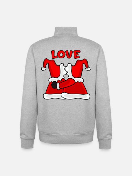 Love Christmas Santa - Unisex Organic Zip Sweatshirt by Stanley/Stella - heather grey
