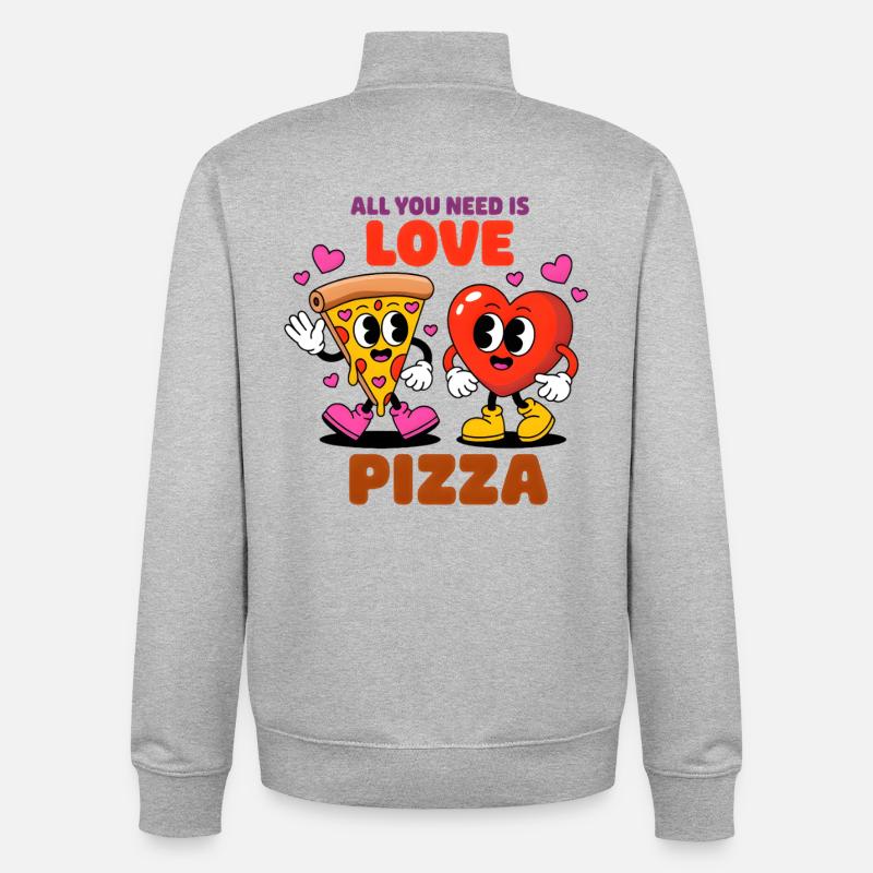 All you need is love pizza - Unisex Organic Zip Sweatshirt von Stanley/Stella - Grau meliert