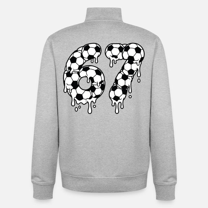 Soccer dégoulinant 67 Graffiti Six Seven - Sweat zippé unisexe en coton bio Stanley/Stella - gris chiné