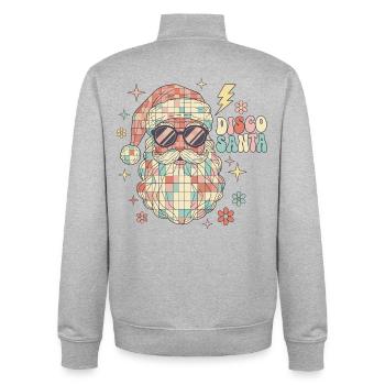 Techno Disco Santa Claus Disco Ball Funny - Unisex Organic Zip Sweatshirt by Stanley/Stella - heather grey - Back - AI Model Male 185 light (185cm)