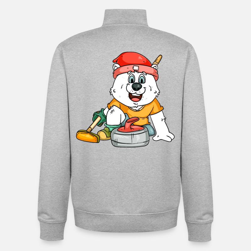 Curlingspieler Eisbär - Unisex Organic Zip Sweatshirt von Stanley/Stella - Grau meliert