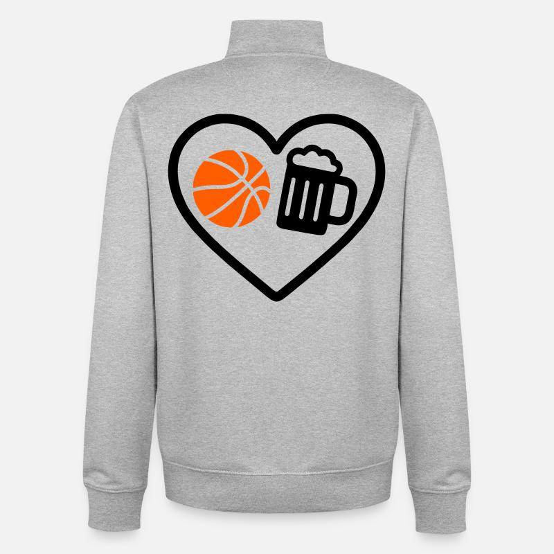 Bière Heart Basket - Sweat zippé unisexe en coton bio Stanley/Stella - gris chiné
