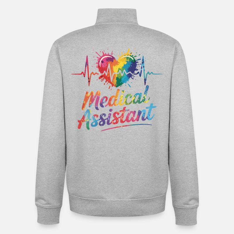 Regenbogen Medizinalassistent Herz - Unisex Organic Zip Sweatshirt von Stanley/Stella - Grau meliert
