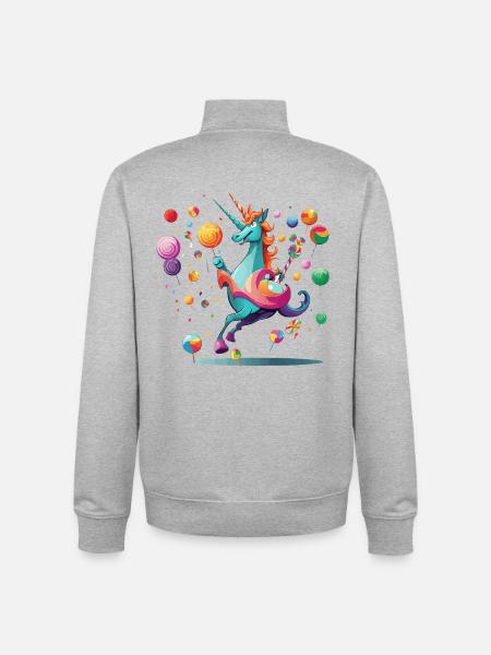 Buntes Einhornzauber-Lolli-Paradies - Unisex Organic Zip Sweatshirt von Stanley/Stella - Grau meliert