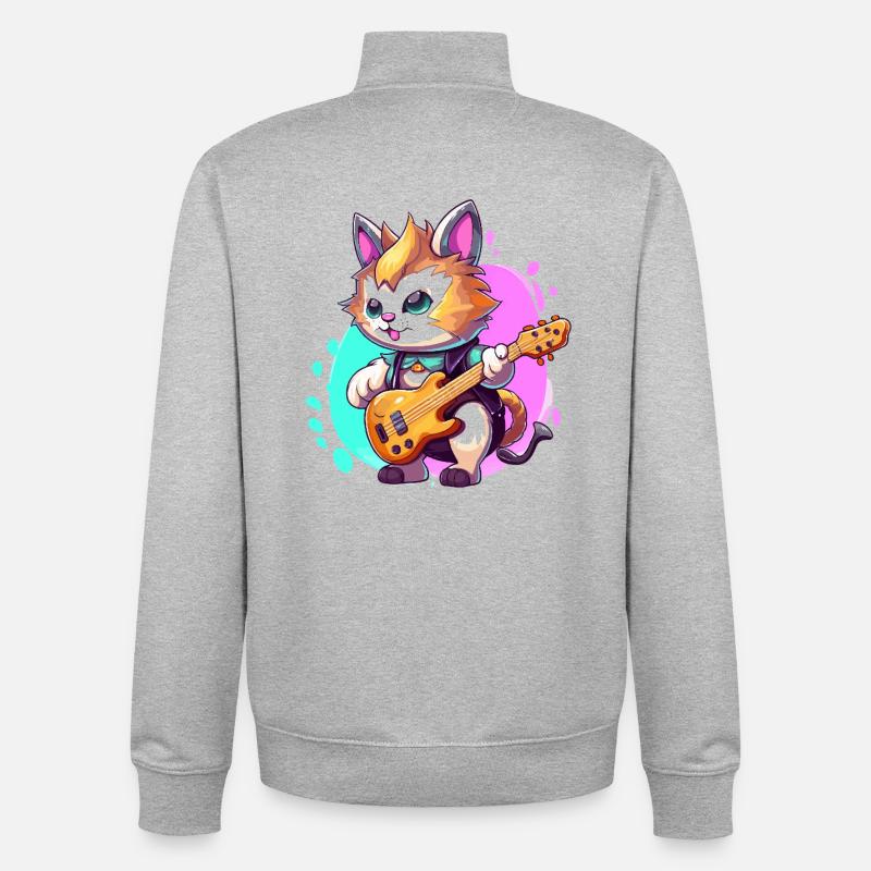 Patchwork-Esel im Doodle-Stil - Unisex Organic Zip Sweatshirt von Stanley/Stella - Grau meliert