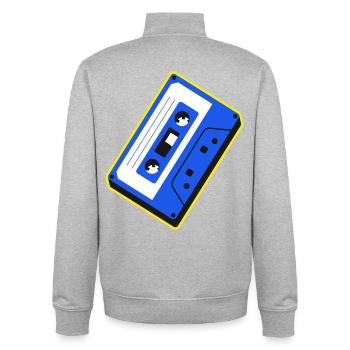 Blaue Kassetten-Retro-Illustration - Unisex Organic Zip Sweatshirt von Stanley/Stella - Grau meliert - Hinten - AI Model Male 185 light (185cm)