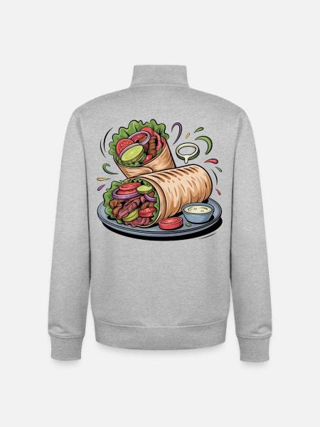 Bunte Gemüse-Wrap Kunst - Unisex Organic Zip Sweatshirt von Stanley/Stella - Grau meliert