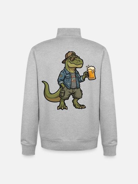 Dino Biertrinker im Denim - Unisex Organic Zip Sweatshirt von Stanley/Stella - Grau meliert