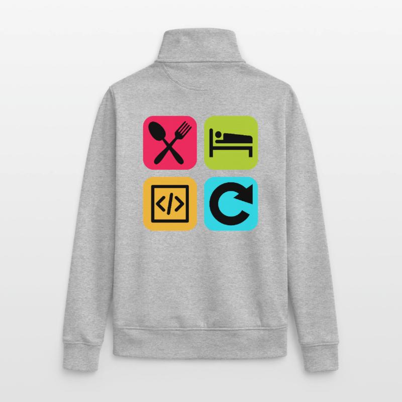 Manger Dormir Code Répéter Citation drôle Dev Sweat zippé unisexe en coton bio Stanley/Stella