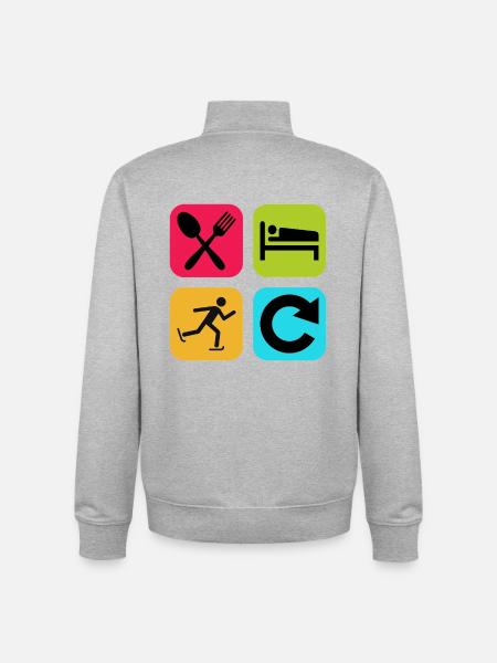 Eat Sleep Skating Repeat Funny Quote - Unisex Organic Zip Sweatshirt by Stanley/Stella - heather grey