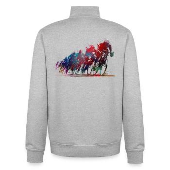 Cycling Bike Sport #cycling #sport #biking - Unisex Organic Zip Sweatshirt by Stanley/Stella - heather grey - Back - AI Model Male 185 light (185cm)