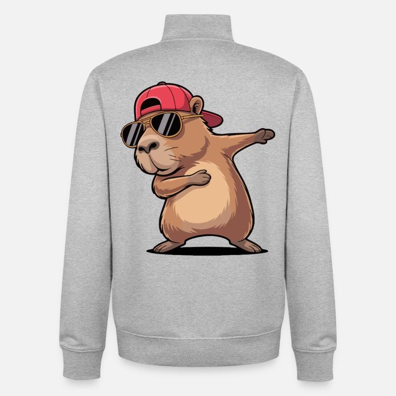Cooles Capybara-Dabbing - Unisex Organic Zip Sweatshirt von Stanley/Stella - Grau meliert