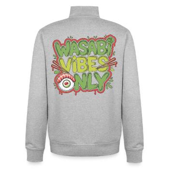 Ambiance sushi wasabi : Seul passionné de cuisine japonaise - Sweat zippé unisexe en coton bio Stanley/Stella - gris chiné - Dos - AI Model Male 185 light (185cm)